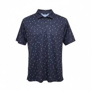 Radmor Taylor Old Mac Print Golf Polo Shirt Dark Navy Mens Large NEW Golfcore